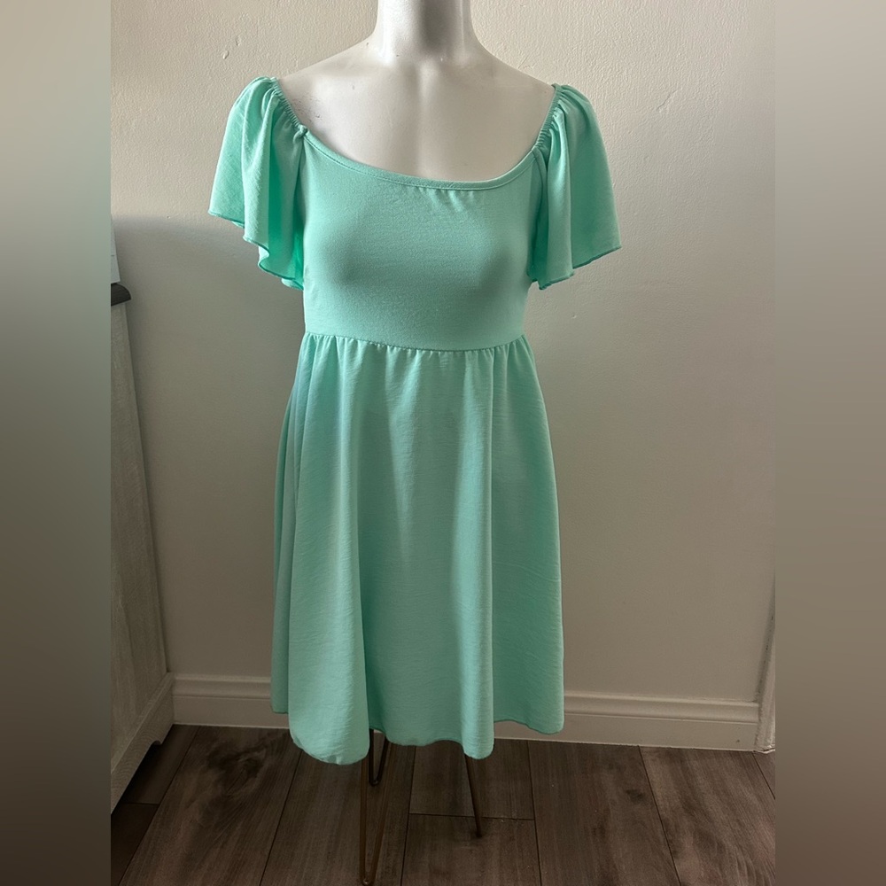 See You Monday Aqua One Shoulder Dress